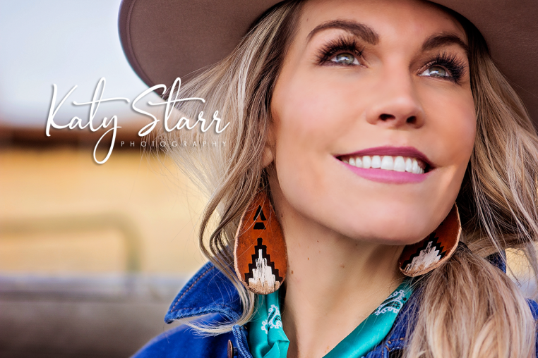 Sookie earrings on western woman for boutique shoot